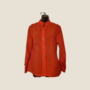 Vintage Red, Black, and Yellow Blouse